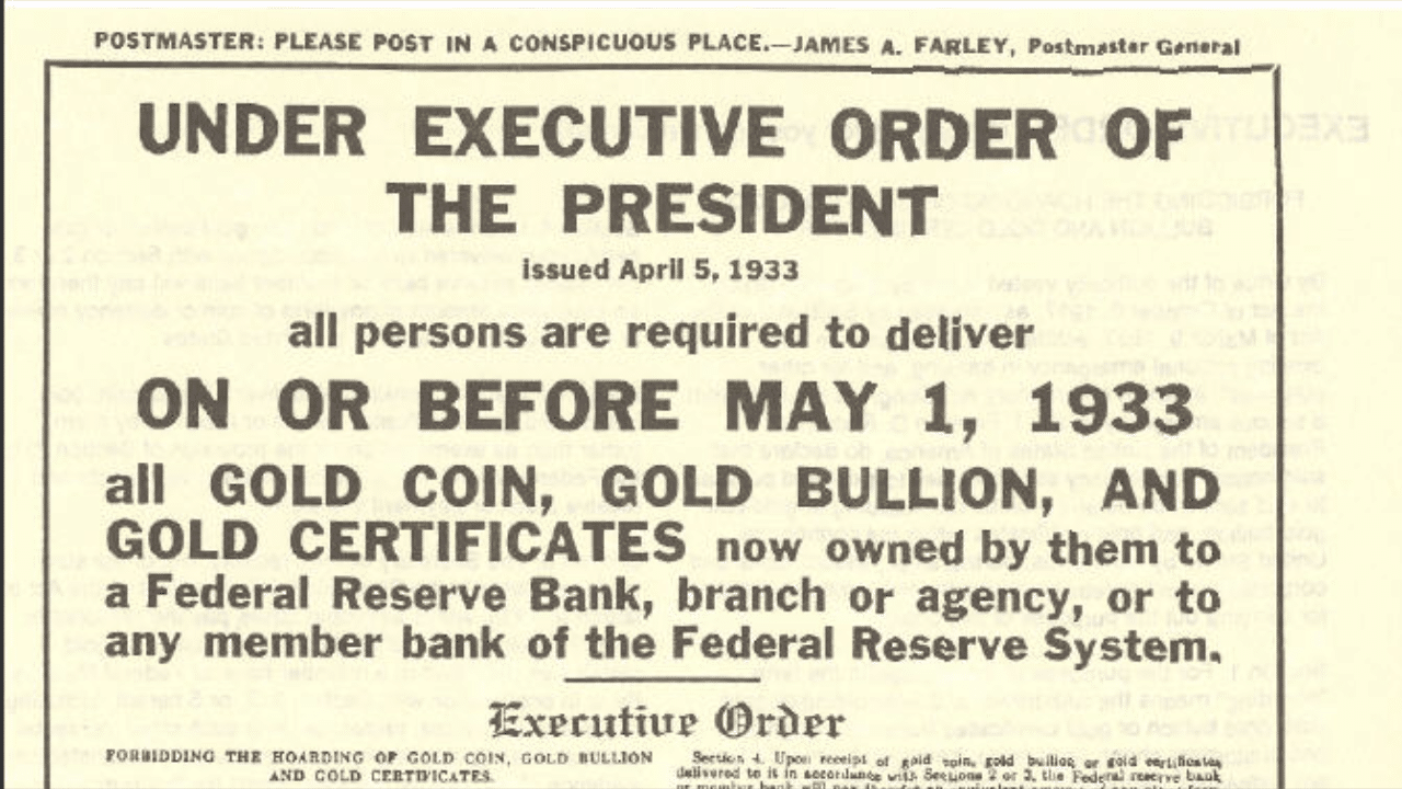 FDR Confiscates Gold