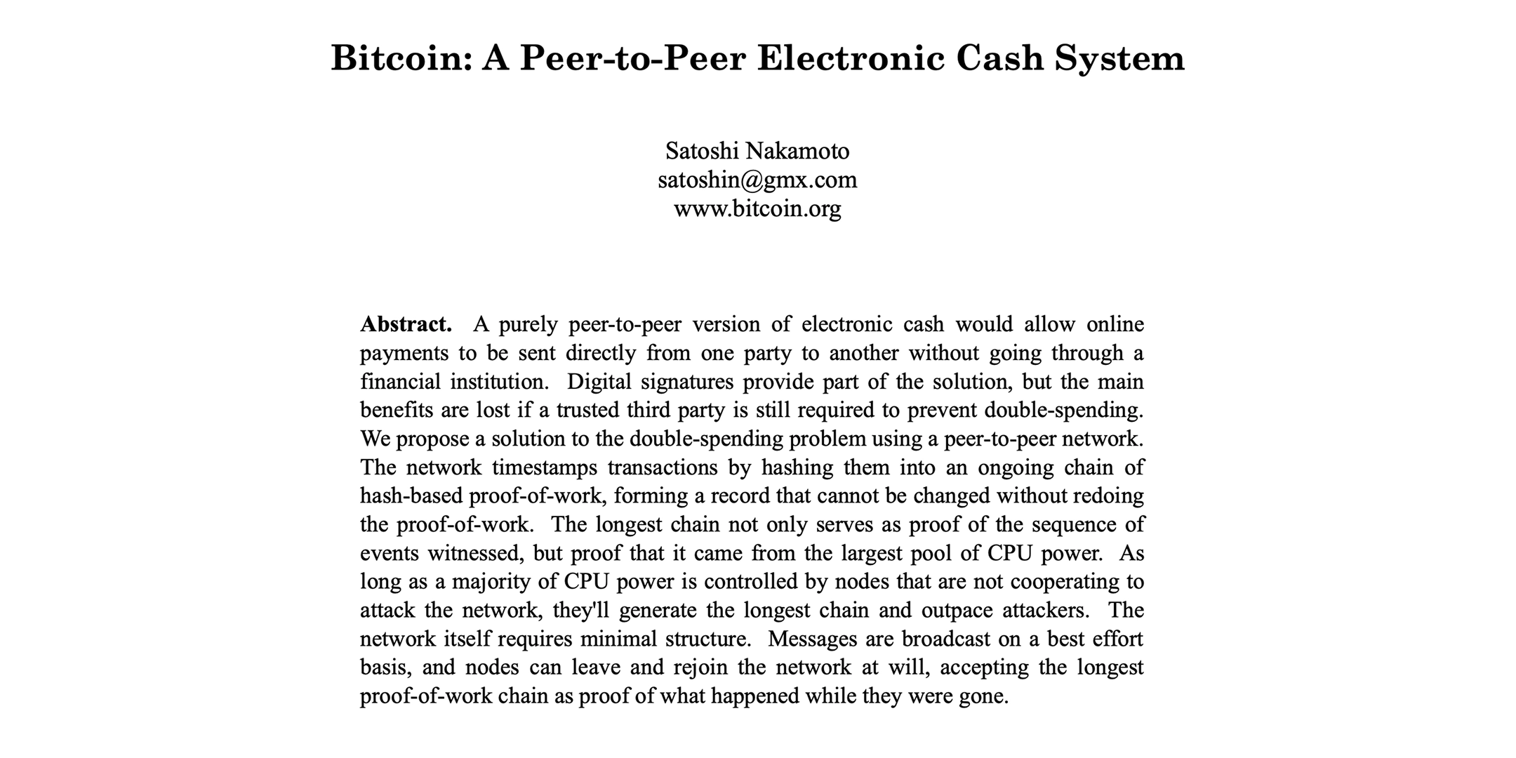 Bitcoin Whitepaper Published